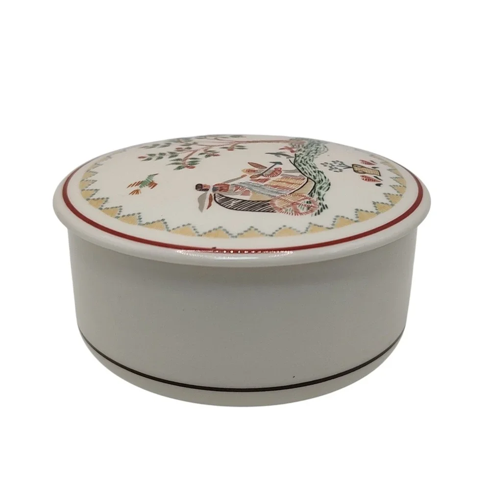 Villeroy and Boch American Sampler Trinket Box with Lid Vintage 1980s Luxembourg